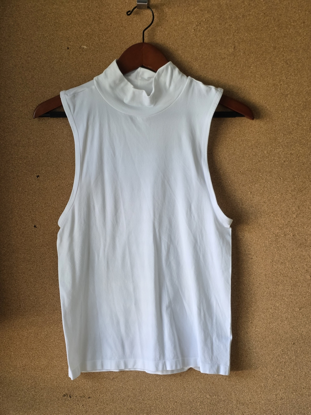 Adrienne Vittadini White Mock Neck Sleeveless Tank Top L/XL Athleisure Layering